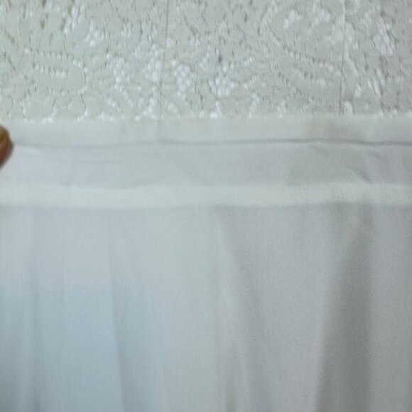 Lulus Astra Lace V Neck Maxi Wedding Dress Size S Chiffon Romantic Rustic Slit - Picture 6 of 10